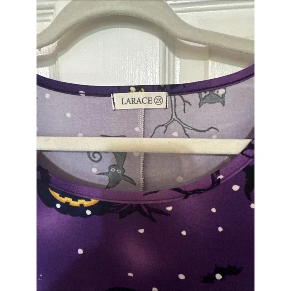 Larace Plus Sz 2x Purple Halloween Swing Tunic, 3/4‎ Sleeve. - Picture 3 of 5